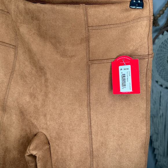 NEW Spanx Faux Suede Rich Caramel Leggings - Picture 3 of 6